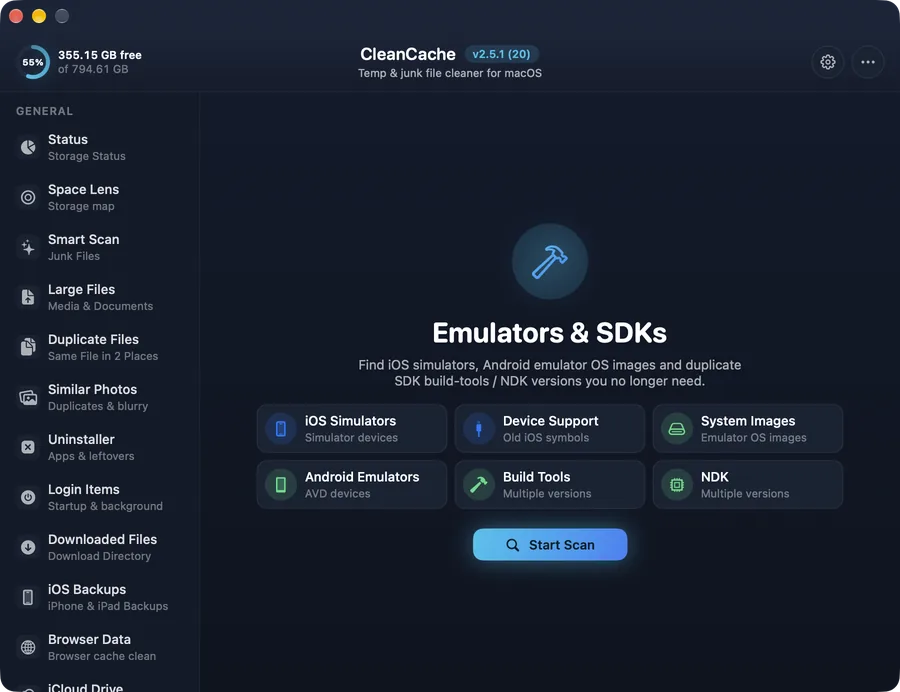 Emulators & SDKs in CleanCache